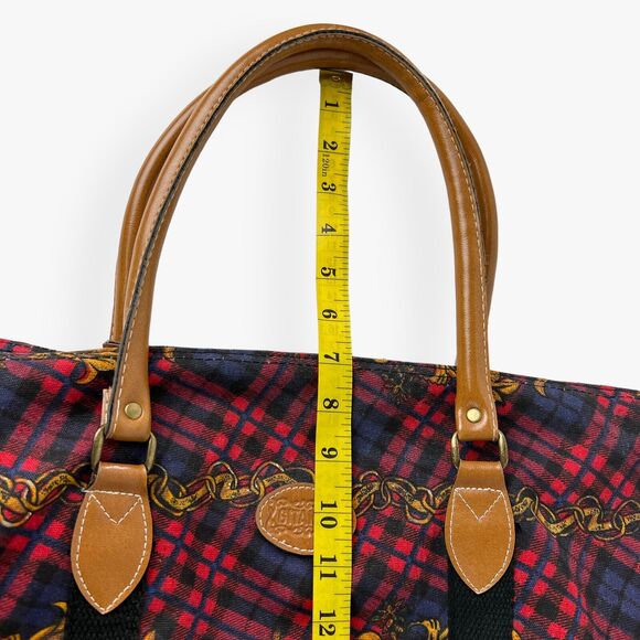 Gitano Y2K Duffel Travel Bag 90s Plaid Tapestry Canvas Tote Cottage Retro Chic - Picture 12 of 13